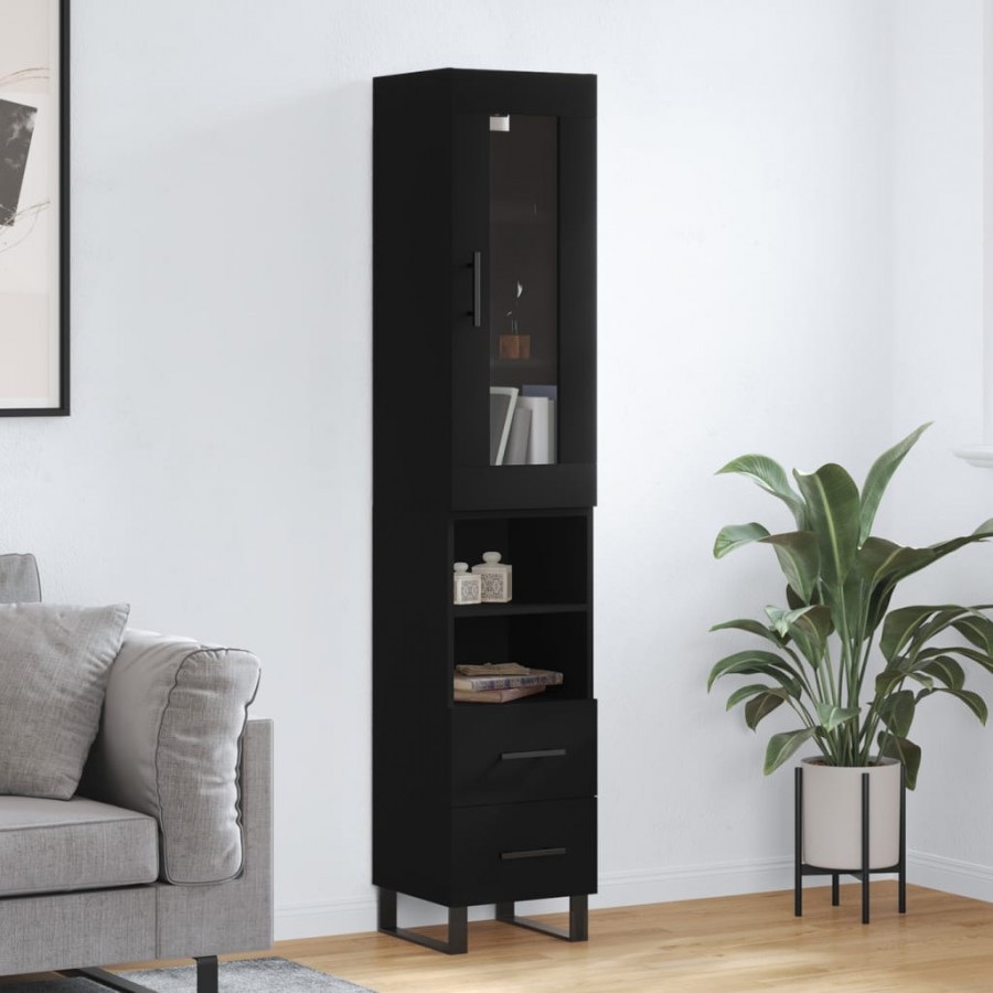 Buffet haut Noir 34,5x34x180 cm Bois d'ingénierie