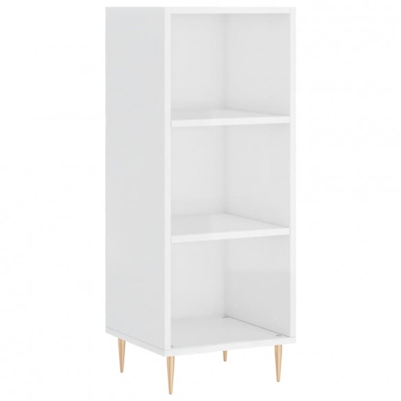 Buffet haut Blanc brillant 34,5x34x180 cm Bois d'ingénierie