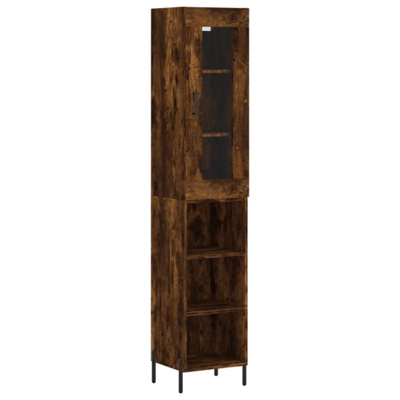 Buffet haut Chêne fumé 34,5x34x180 cm Bois d'ingénierie