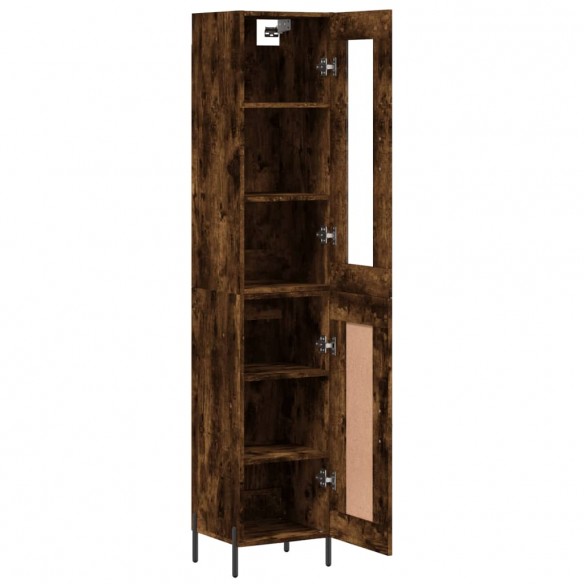 Buffet haut Chêne fumé 34,5x34x180 cm Bois d'ingénierie