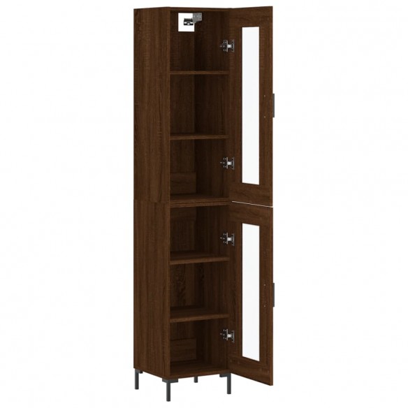 Buffet haut Chêne marron 34,5x34x180 cm Bois d'ingénierie