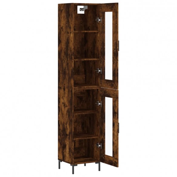 Buffet haut Chêne fumé 34,5x34x180 cm Bois d'ingénierie