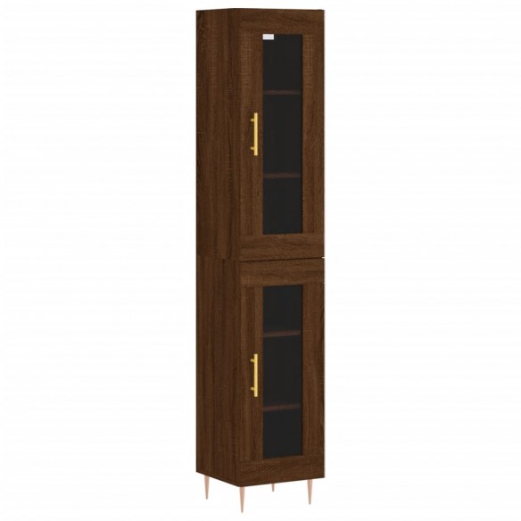 Buffet haut Chêne marron 34,5x34x180 cm Bois d'ingénierie