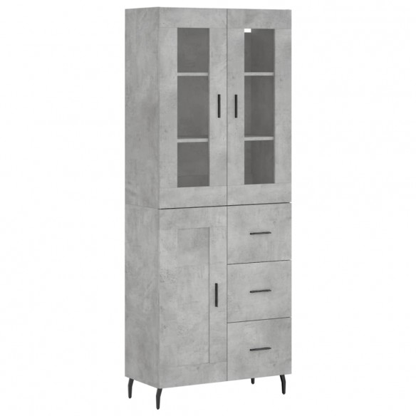 Buffet haut Gris béton 69,5x34x180 cm Bois d'ingénierie