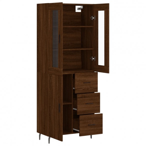 Buffet haut Chêne marron 69,5x34x180 cm Bois d'ingénierie