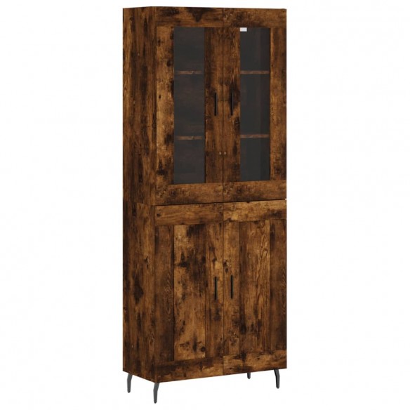 Buffet haut Chêne fumé 69,5x34x180 cm Bois d'ingénierie