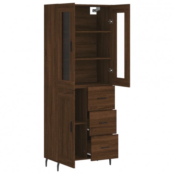 Buffet haut Chêne marron 69,5x34x180 cm Bois d'ingénierie