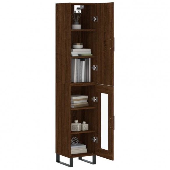 Buffet haut Chêne marron 34,5x34x180 cm Bois d'ingénierie