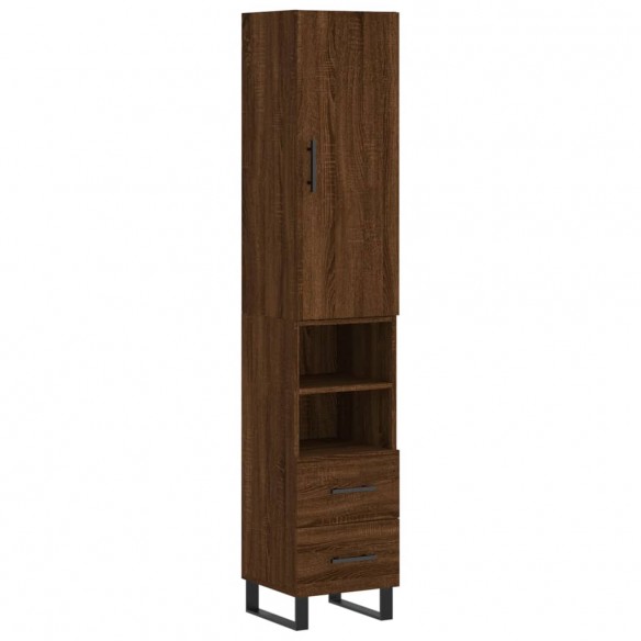 Buffet haut Chêne marron 34,5x34x180 cm Bois d'ingénierie