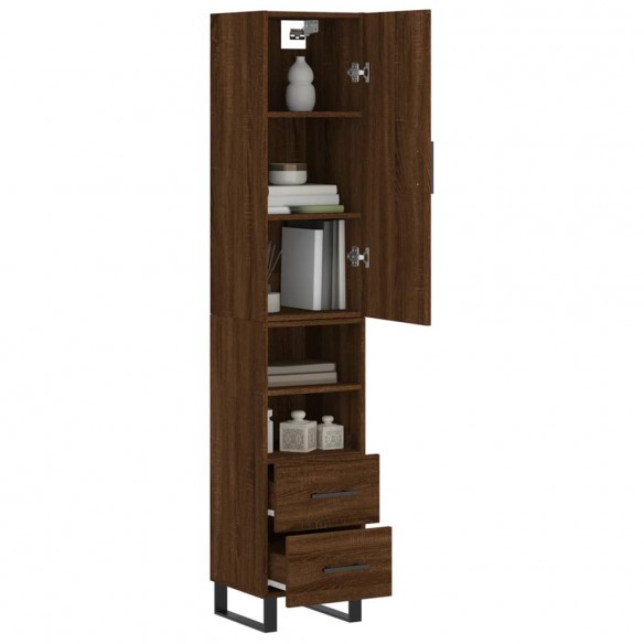 Buffet haut Chêne marron 34,5x34x180 cm Bois d'ingénierie