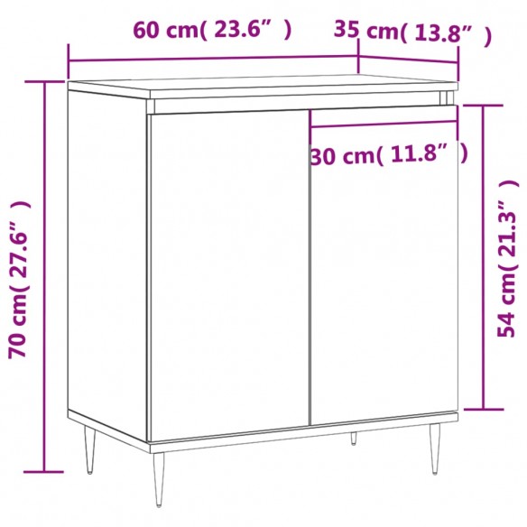 Buffet Sonoma gris 60x35x70 cm Bois d'ingénierie