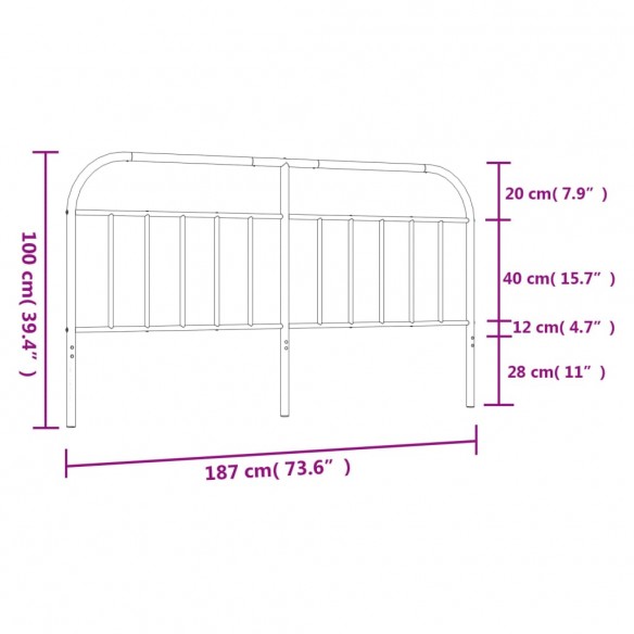 Tête de lit métal blanc 180 cm