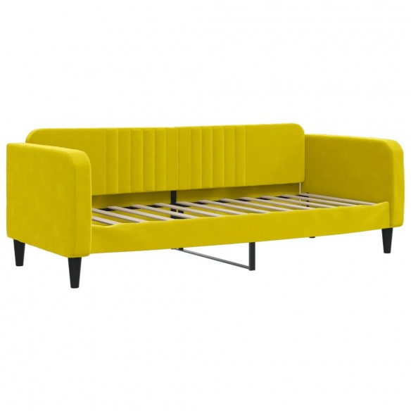 Lit de jour avec matelas jaune 80x200 cm velours