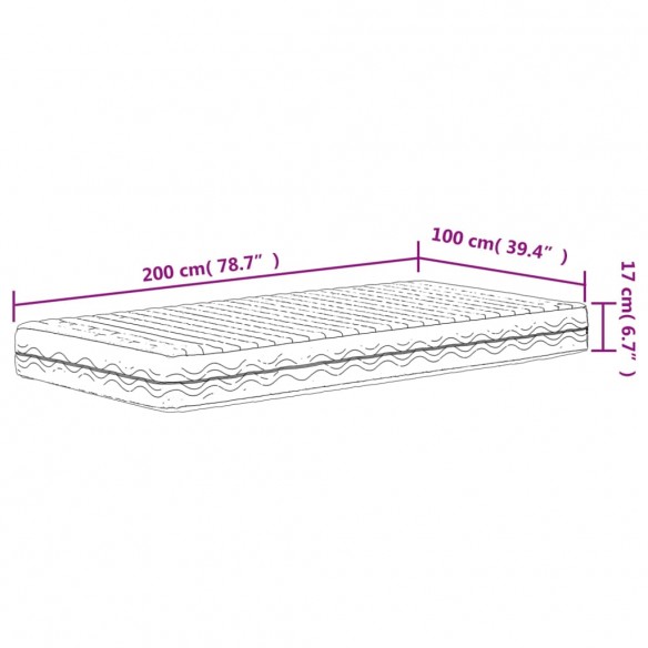 Matelas en mousse blanc 100x200 cm dureté H2 H3