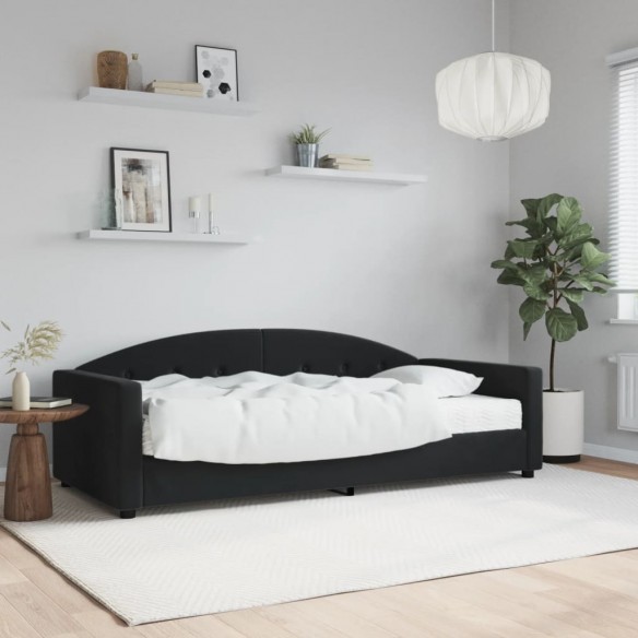 Lit de jour avec matelas noir 90x200 cm velours