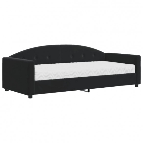 Lit de jour avec matelas noir 90x200 cm velours