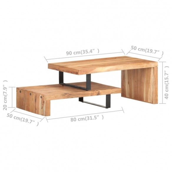 Ensemble de 2 tables basses Bois d'acacia massif