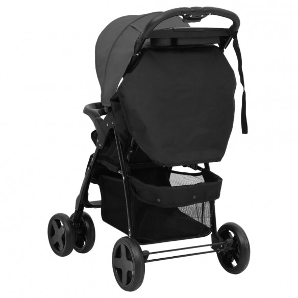 Poussette pour bébé 2-en-1 Gris foncé et noir Acier