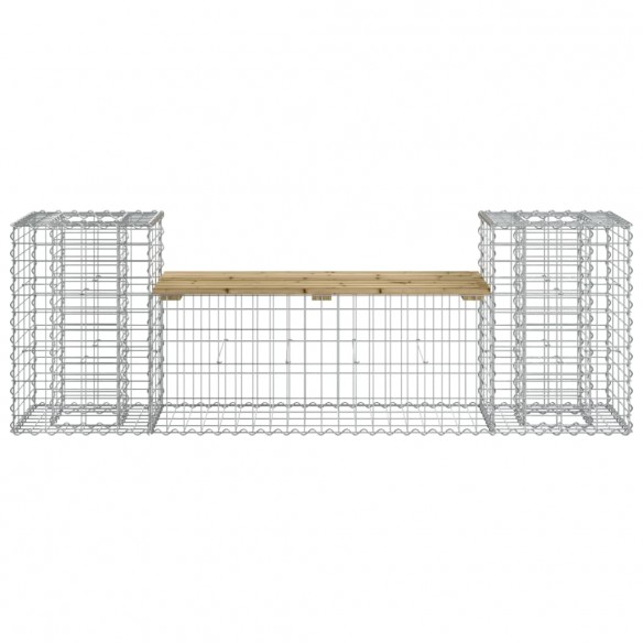 Banc de jardin design gabion 183x41x60,5cm bois de pin imprégné