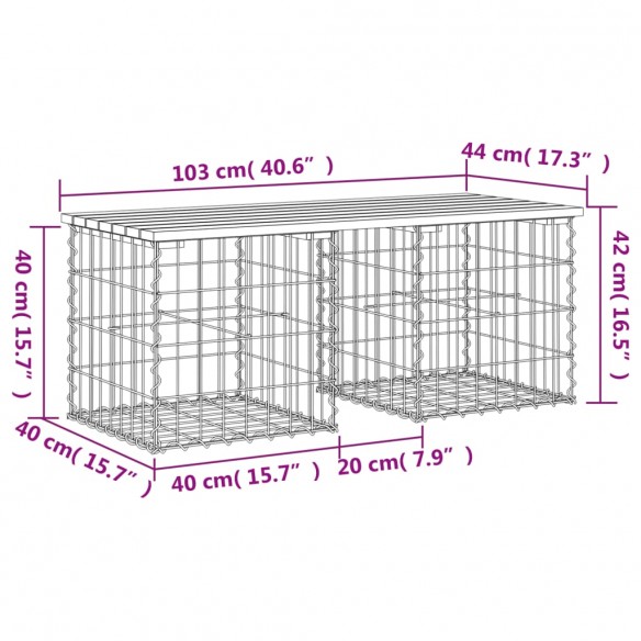 Banc de jardin design gabion 103x44x42 cm bois de pin imprégné