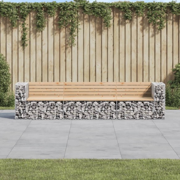 Banc de jardin design gabion 287x71x65,5 cm bois massif de pin