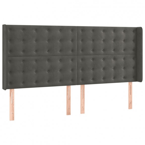 Cadre de lit et matelas Gris foncé 160x200cm Velours