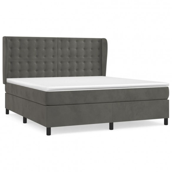 Cadre de lit et matelas Gris foncé 160x200cm Velours