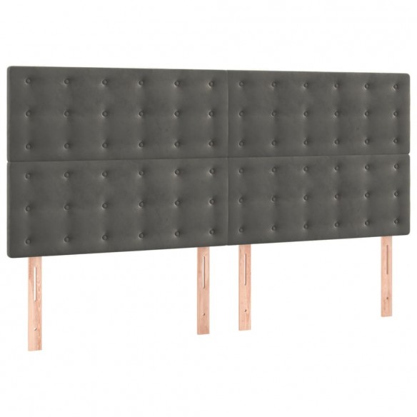 Cadre de lit et matelas Gris foncé 160x200cm Velours