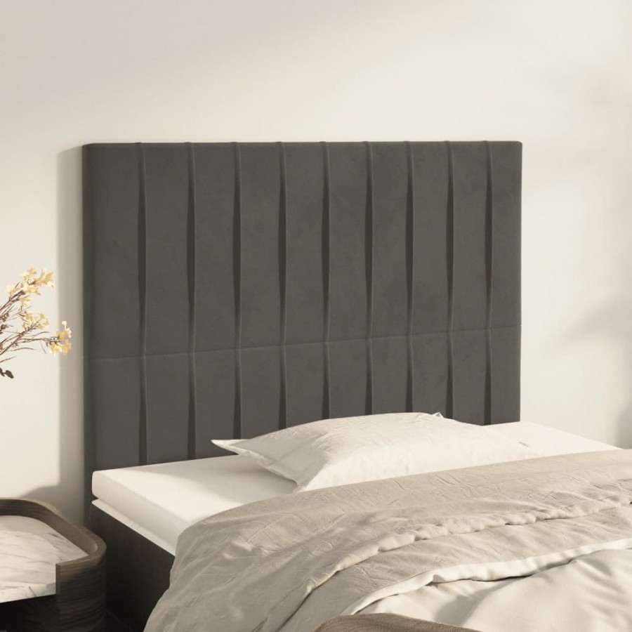 Têtes de lit 2 pcs Gris foncé 80x5x78/88 cm Velours