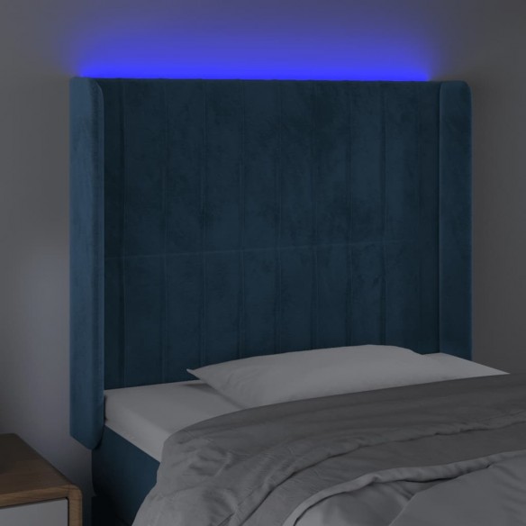 Tête de lit à LED Bleu foncé 83x16x118/128 cm Velours