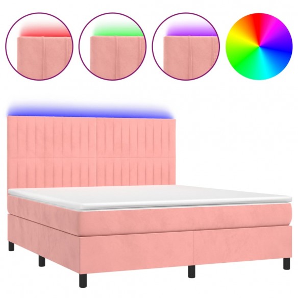 Cadre de lit matelas et LED Rose 180x200 cm Velours