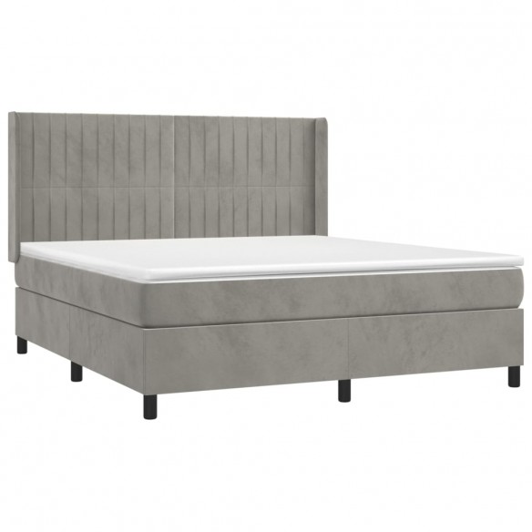 Cadre de lit et matelas Gris clair 160x200cm Velours