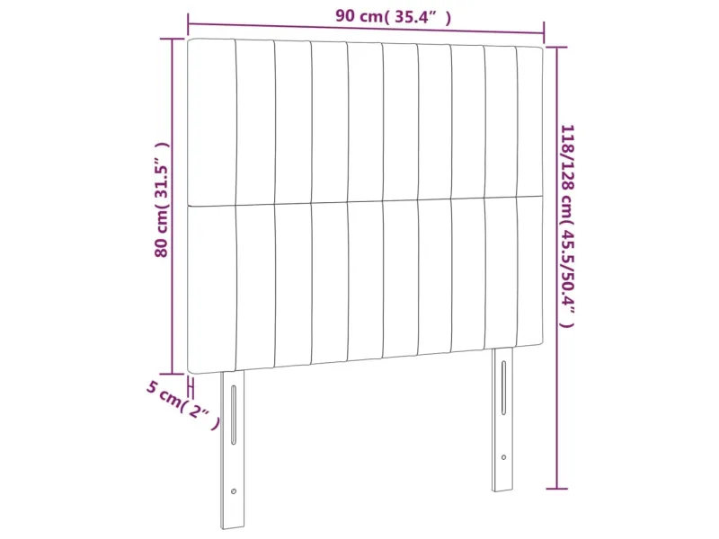 Tête de lit à LED Rose 90x5x118/128 cm Velours