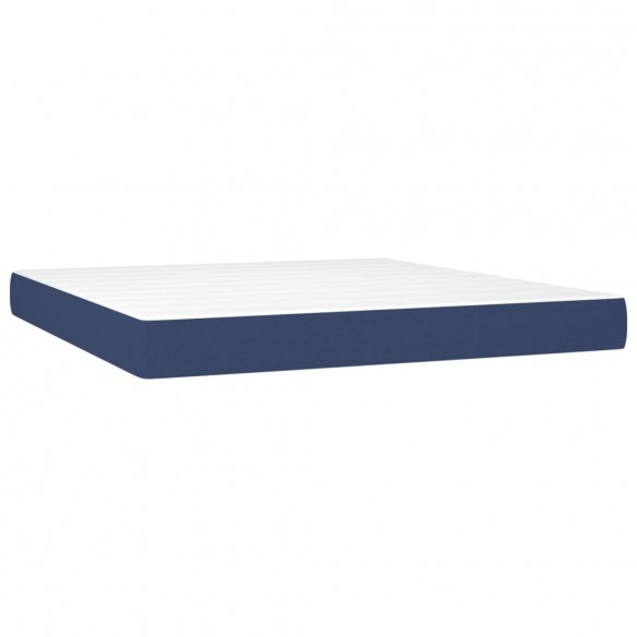 Cadre de lit avec matelas LED Bleu 160x200 cm Tissu