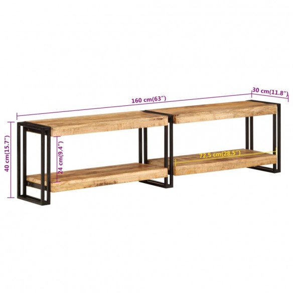 Meuble TV 160x30x40 cm bois massif de manguier