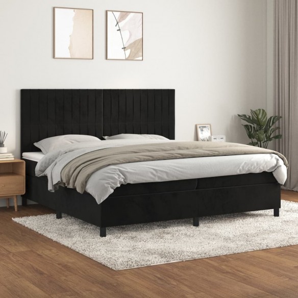 Cadre de lit et matelas Noir 200x200 cm Velours