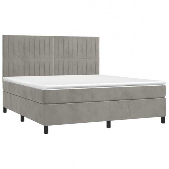 Cadre de lit matelas et LED Gris clair 180x200 cm