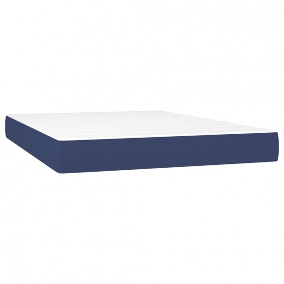 Cadre de lit matelas et LED Bleu 140x200 cm Tissu