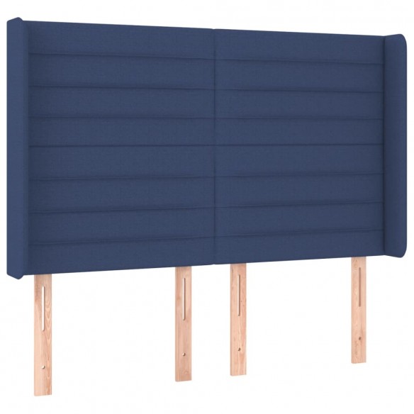 Cadre de lit matelas et LED Bleu 140x200 cm Tissu