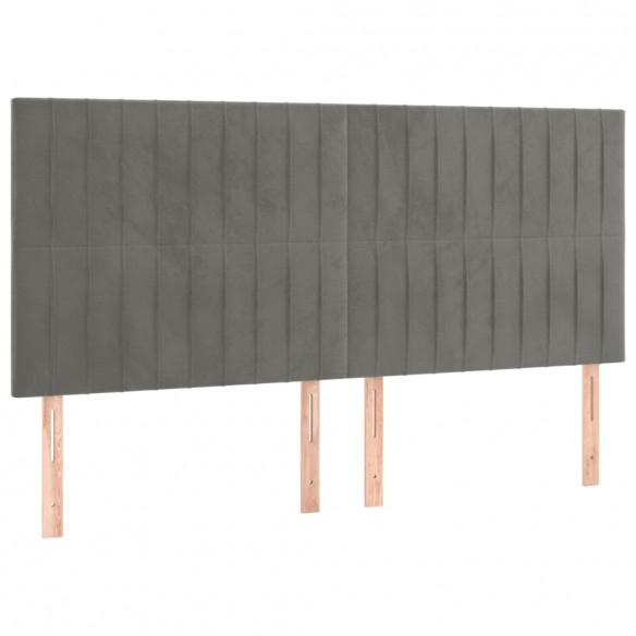 Tête de lit à LED Gris clair 180x5x118/128 cm Velours