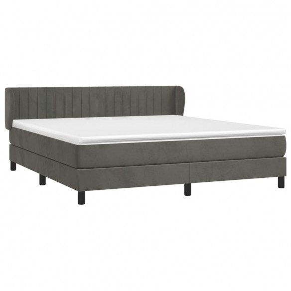 Cadre de lit et matelas Gris foncé 180x200cm Velours