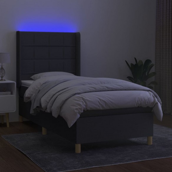 Cadre de lit matelas LED Gris foncé 80x200cm Tissu