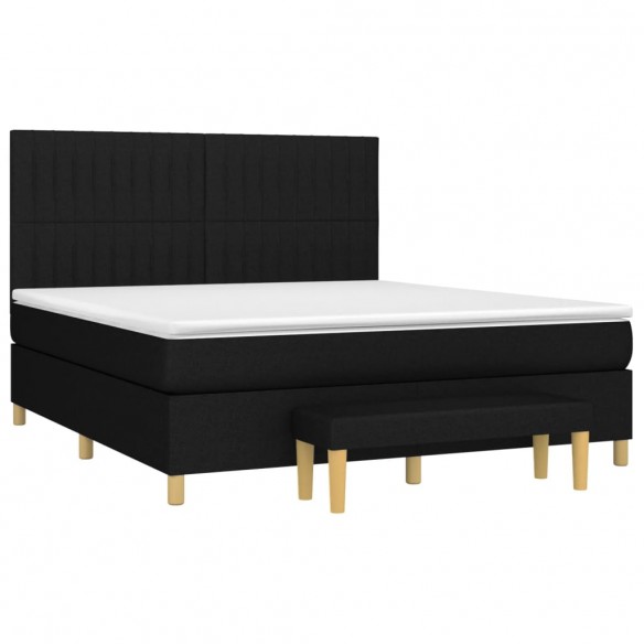 Cadre de lit avec matelas Noir 180x200 cm Tissu