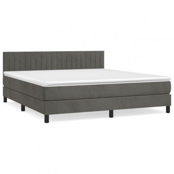 Cadre de lit et matelas Gris foncé 180x200cm Velours