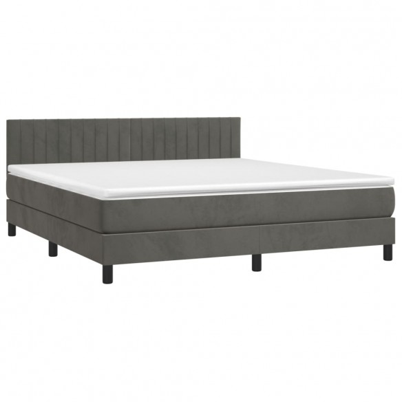 Cadre de lit et matelas Gris foncé 180x200cm Velours