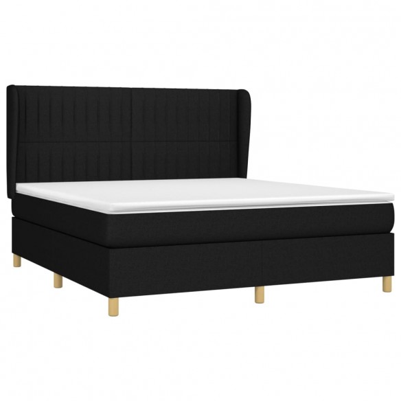 Cadre de lit avec matelas Noir 180x200 cm Tissu