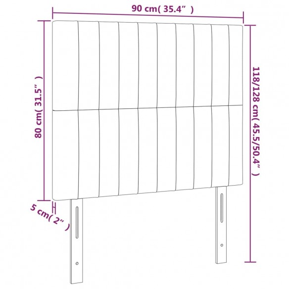 Tête de lit à LED Gris foncé 90x5x118/128 cm Velours