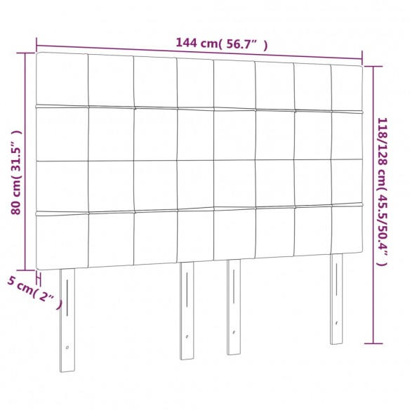 Tête de lit à LED Noir 144x5x118/128 cm Tissu