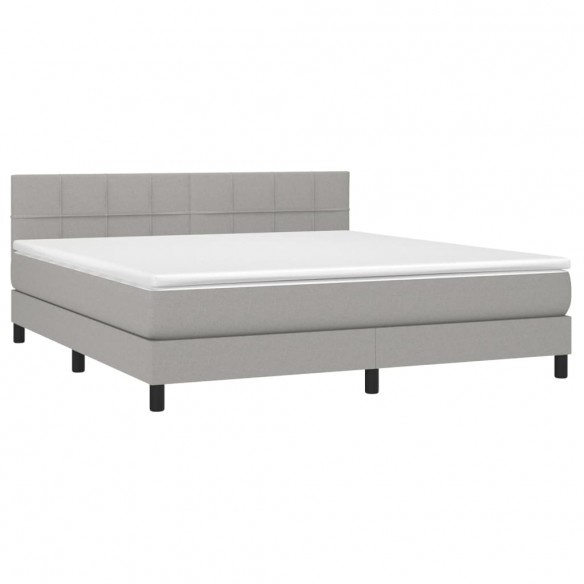 Cadre de lit matelas LED Gris clair 160x200 cm Tissu