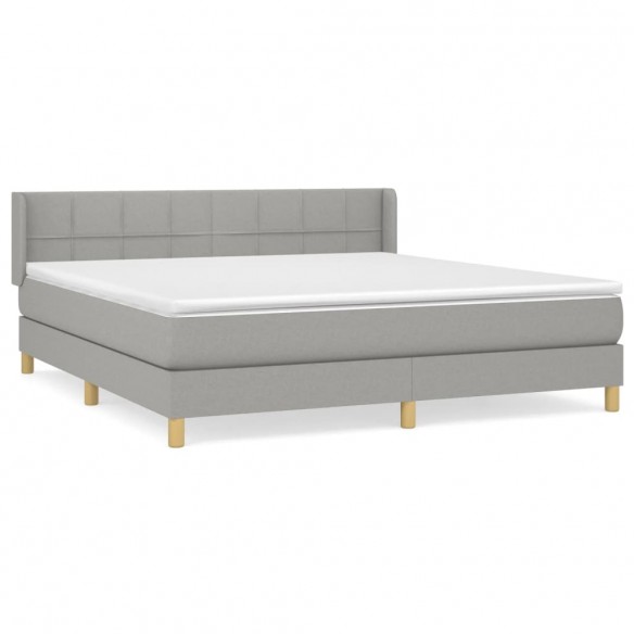 Cadre de lit avec matelas Gris clair 160x200cm Tissu